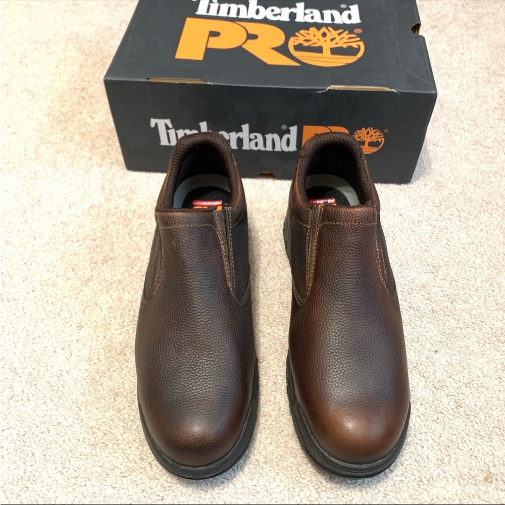 Timberland Pro Titan Slip On Alloy Safety Toe Brown Shoes Mens Sz 13 New